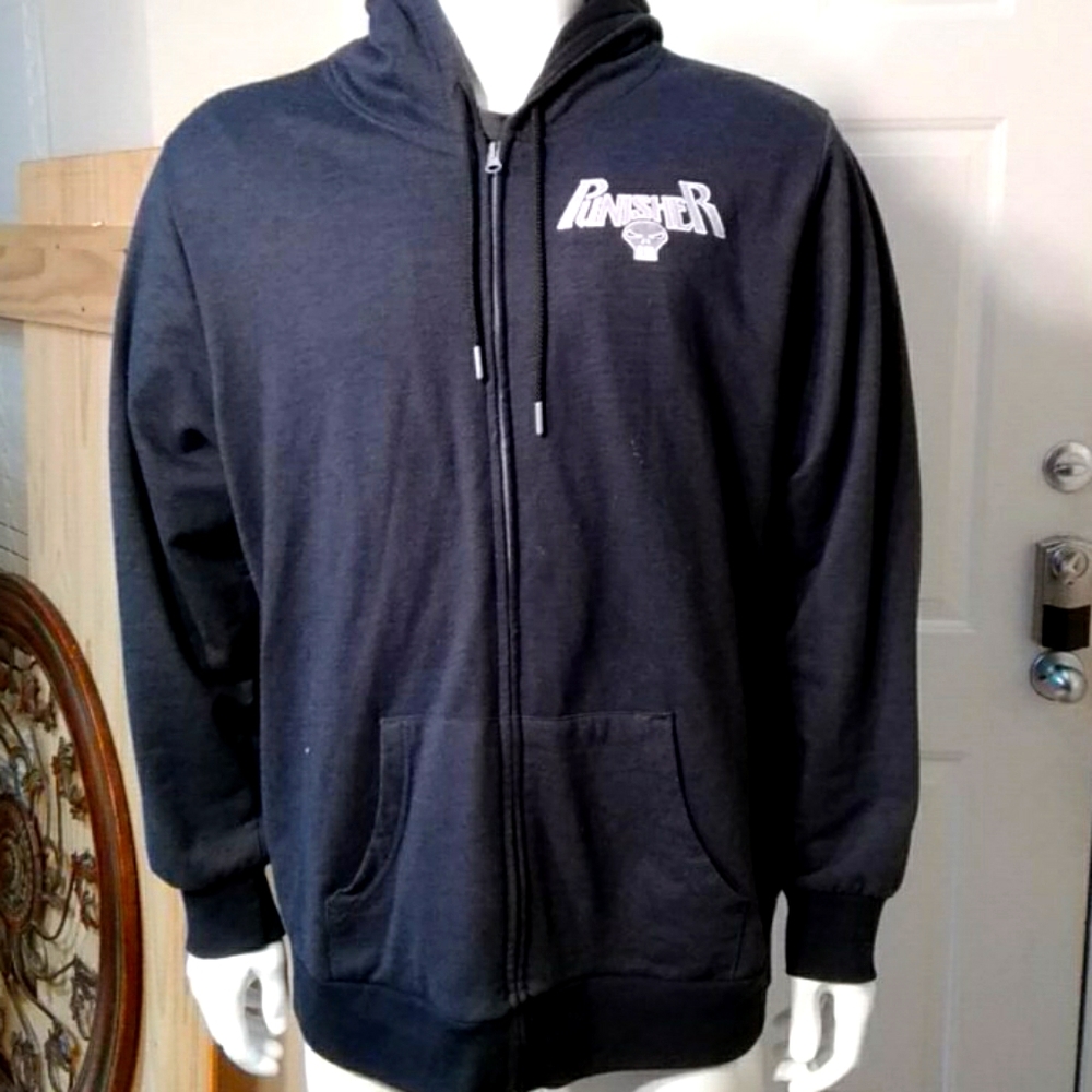 Marval Punisher Zipper Hoodie with b/w camo SKULL